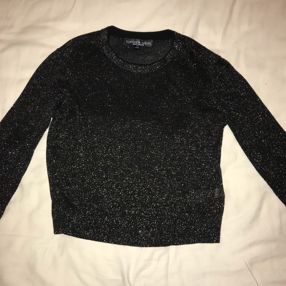 Topshop Petite Sparkle Crop Top
